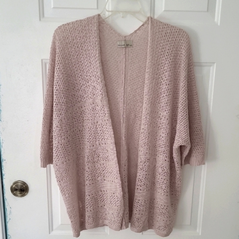 Bêcool Light Pink (Dusty Rose) Open-oversides Knit Crochet Cardigan